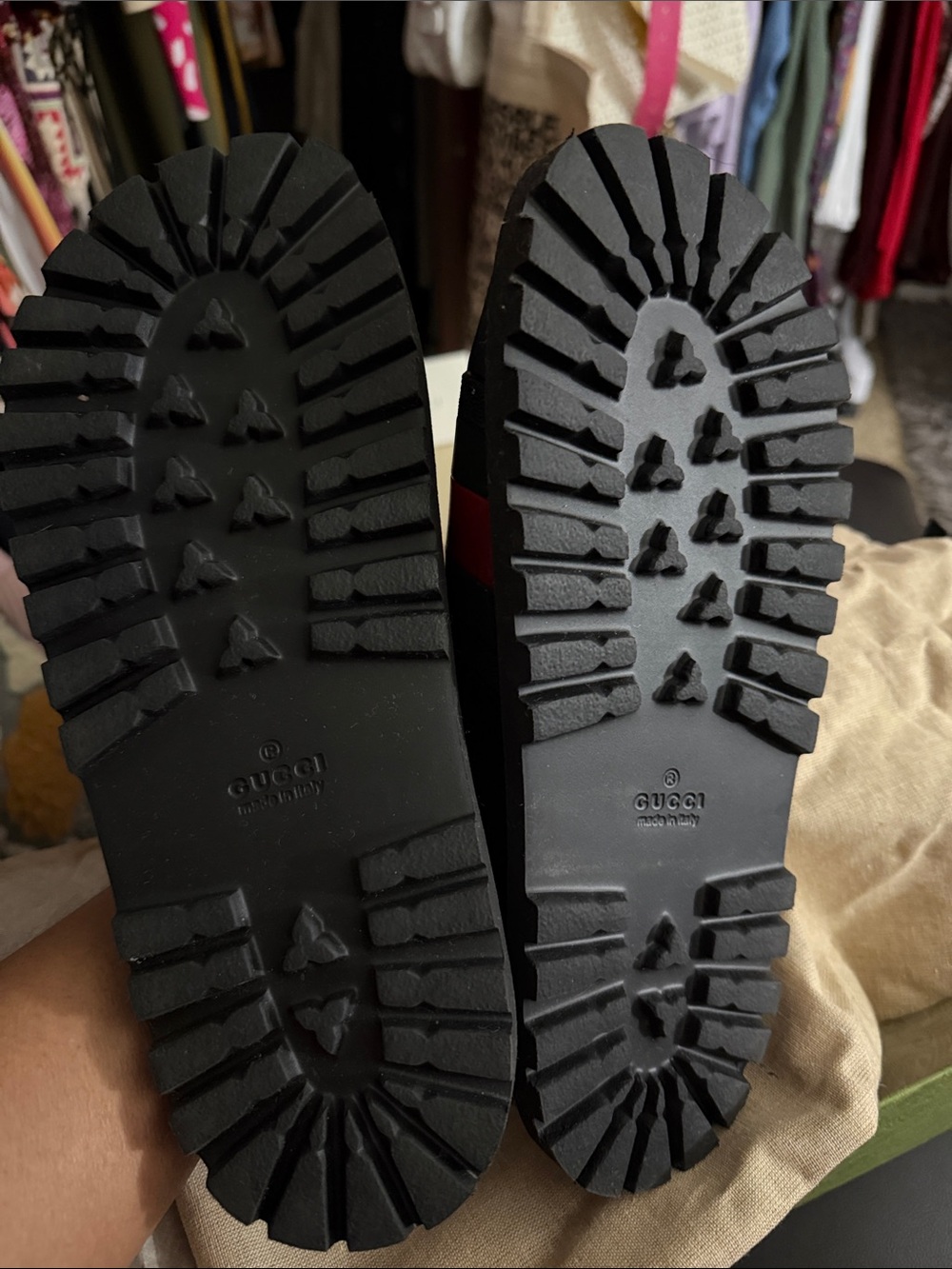 Gucci Black Slides with Green and Red Stripes - Picture 9 of 13